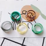 Geometric Round Resin Ring for Girls