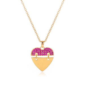Kpop Heart Pendant Necklace with Cubic Zircon