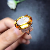 Golden Zircon Citrine Gemstone Butterfly Diamond Ring