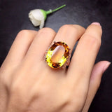 Golden Zircon Citrine Gemstone Butterfly Diamond Ring