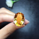 Golden Zircon Citrine Gemstone Butterfly Diamond Ring