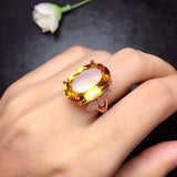 Golden Zircon Citrine Gemstone Butterfly Diamond Ring