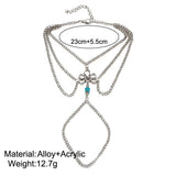 Hollow-out Pattern Turquoise Beads Tassel Beach Anklet Gift