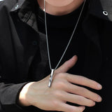 Rectangle Pendant Necklace Stainless Steel Chain Men
