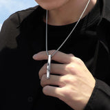 Rectangle Pendant Necklace Stainless Steel Chain Men