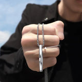 Rectangle Pendant Necklace Stainless Steel Chain Men