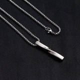 Rectangle Pendant Necklace Stainless Steel Chain Men