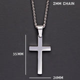 Classic Cross Men Necklace Stainless Steel Box Chain Pendant Necklace