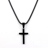 Classic Cross Men Necklace Stainless Steel Box Chain Pendant Necklace