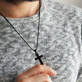 Classic Cross Men Necklace Stainless Steel Box Chain Pendant Necklace