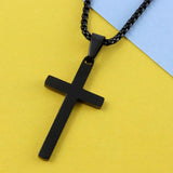Classic Cross Men Necklace Stainless Steel Box Chain Pendant Necklace