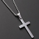 Classic Cross Men Necklace Stainless Steel Box Chain Pendant Necklace