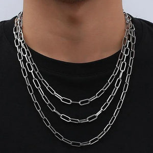 Stainless Steel Paperclip Chain Necklace Men Jewelry Gift