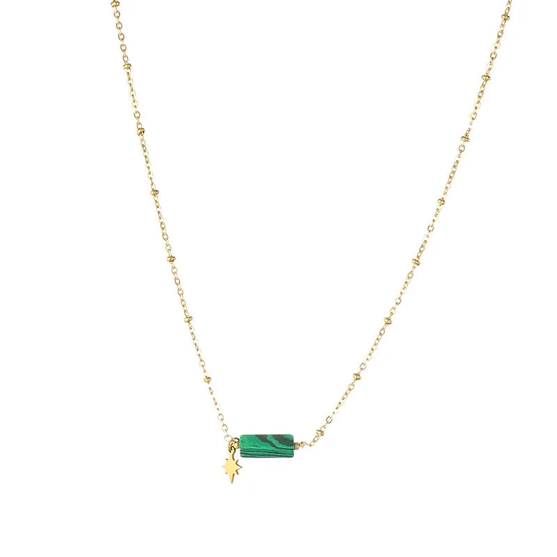 Minimalist Gold Chain Turquoise Bead Necklace