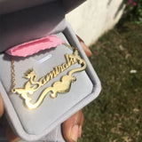 Custom Love Butterfly Crown Necklace Men's Women's Name Birthday Gift