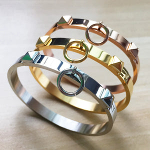 Pyramid Bangles Stainless Steel Rivet Bracelets for Women