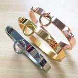 Pyramid Bangles Stainless Steel Rivet Bracelets for Women