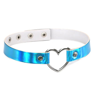 Rivet PU Leather Heart Choker Necklace Women Punk Statement Jewelry