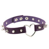 Rivet PU Leather Heart Choker Necklace Women Punk Statement Jewelry