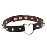 Rivet PU Leather Heart Choker Necklace Women Punk Statement Jewelry