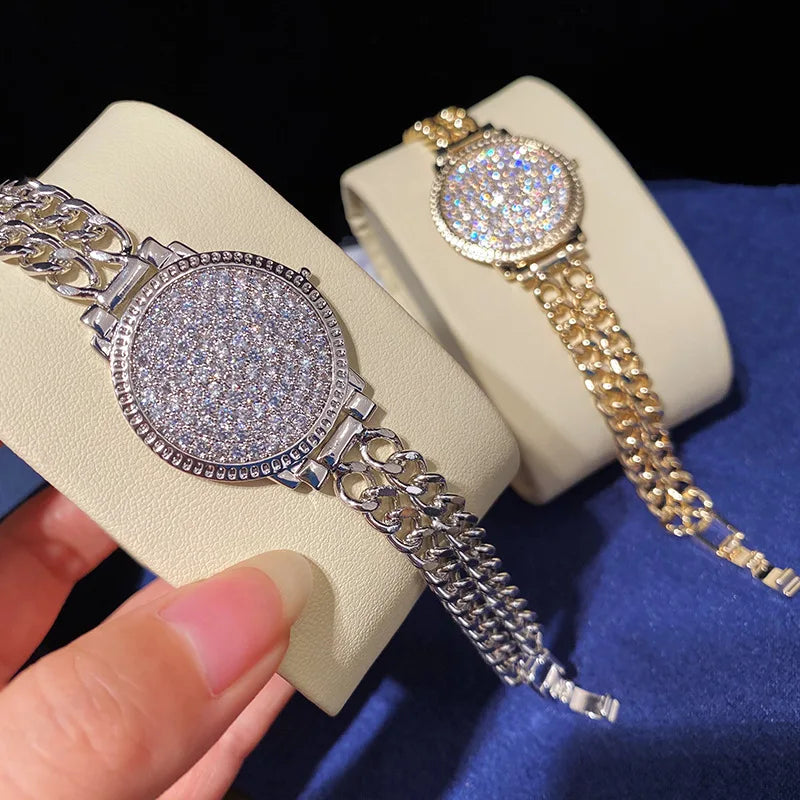 CZ Pendant Bracelet Round Crystal Bangle Female Jewelry