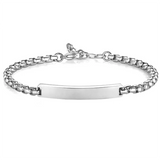 Men's Stainless Steel Box Chain Tag Bracelet