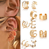 Star Moon Clip Earrings Stainless Steel Ear Clips Double pierced Earring