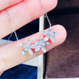 Stars Punk Flower Silver Necklace Pendant for Women Christmas Party Gift