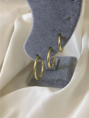 Stylish 3-Piece Yellow Hoop Earrings Set for Women