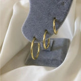 Stylish 3-Piece Yellow Hoop Earrings Set for Women