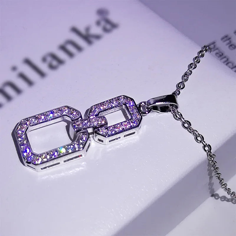 Square Diamond Necklace Pendant for Women