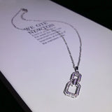 Square Diamond Necklace Pendant for Women