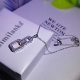 Square Diamond Necklace Pendant for Women