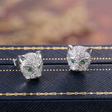 Leopard Head CZ Stone Stud Earrings Classic Style