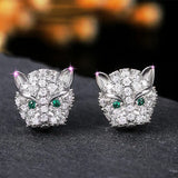 Leopard Head CZ Stone Stud Earrings Classic Style