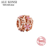 925 Silver Zircon Flower Charm Bracelet for Women