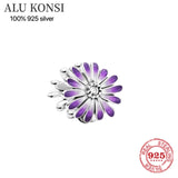 925 Silver Zircon Flower Charm Bracelet for Women