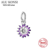 925 Silver Zircon Flower Charm Bracelet for Women