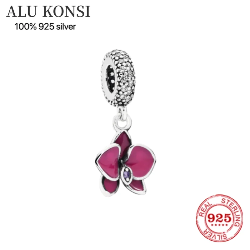 925 Silver Flower Heart Charm Bead for Women DIY Jewelry