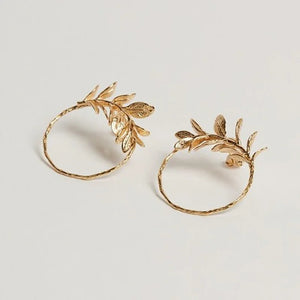 French Stylish Leaf Hoop Earrings for Women
