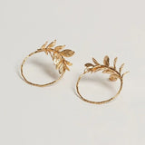 French Stylish Leaf Hoop Earrings for Women