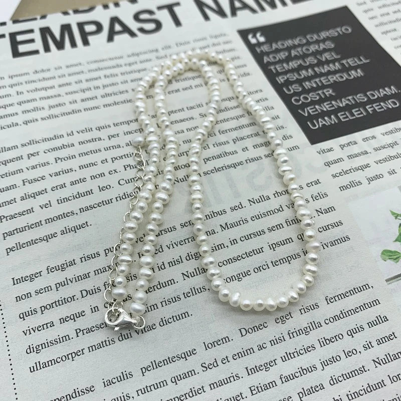 Freshwater Pearl Necklace 925 Sterling Silver Vintage Jewelry