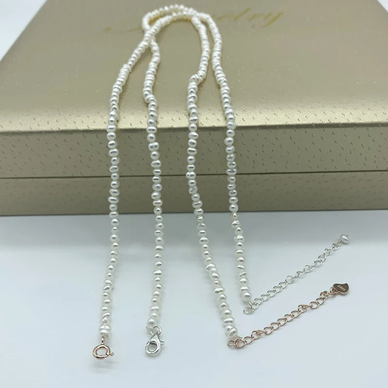 Freshwater Pearl Necklace 925 Sterling Silver Vintage Jewelry