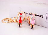Unicorn Keychain Rhinestone Keys Crystal Motorcy Pendants Jewelry