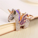 Unicorn Keychain Rhinestone Keys Crystal Motorcy Pendants Jewelry