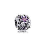 Purple Daisy Charm for Snake Chain Bracelets 925 Silver