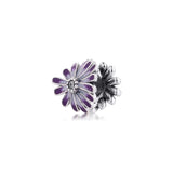 Purple Daisy Charm for Snake Chain Bracelets Sterling Silver Beads 925 Silver
