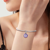 Sterling Silver Garden Purple Daisy Dangle Charm for Bracelets