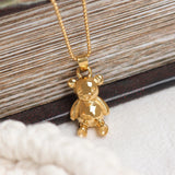 Cute Bear Pendant Sweater Chain Necklace, Titanium Steel, Girlfriend Gift