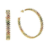 Rainbow CZ Paved Big Hoop Earrings for Women